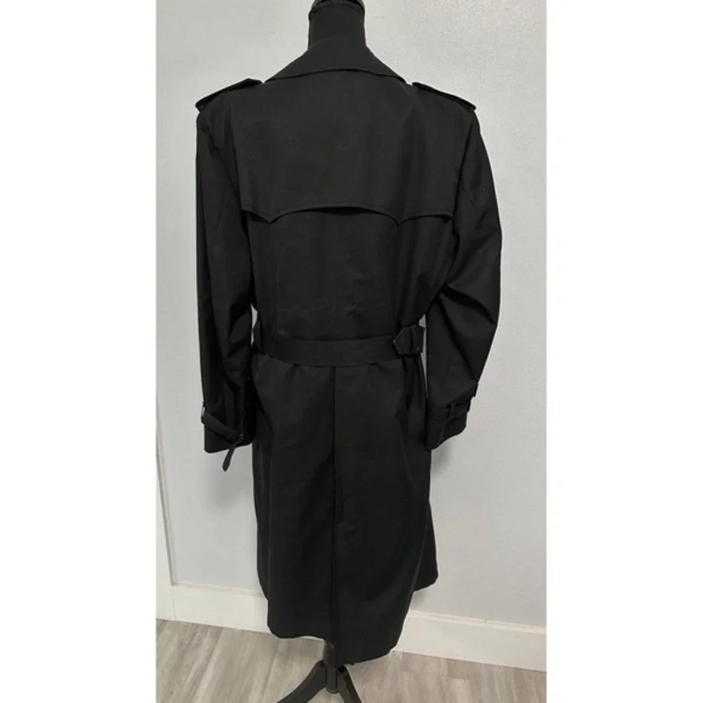 Mens Black Wool Blend Double Breasted Belted Trench Coat 40S